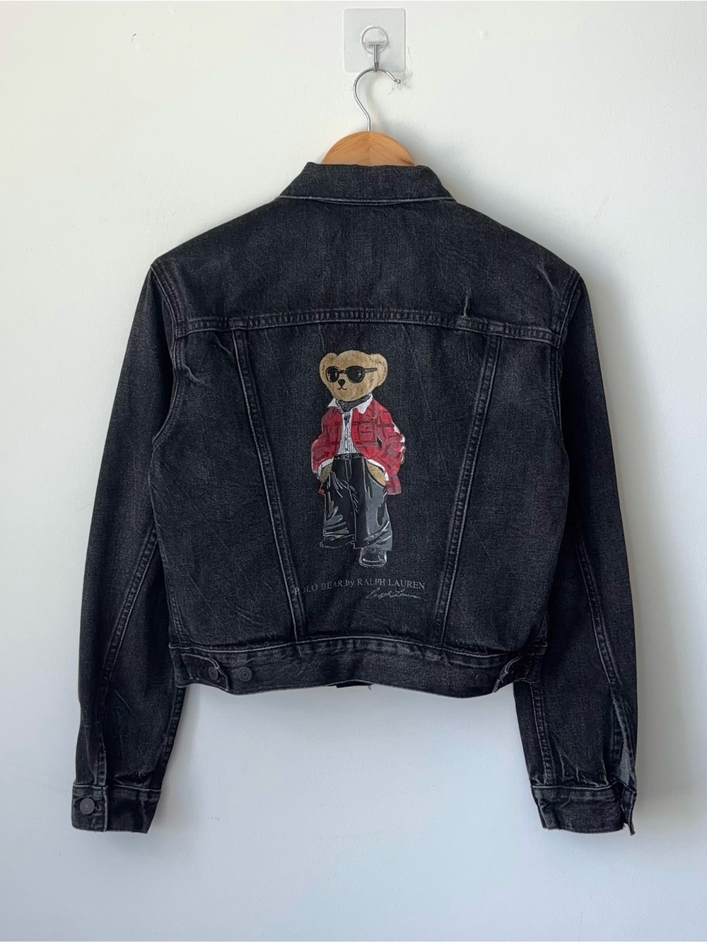 Polo Ralph Lauren Black Denim Jean Bear Jacket Women’s XS Limited Edition